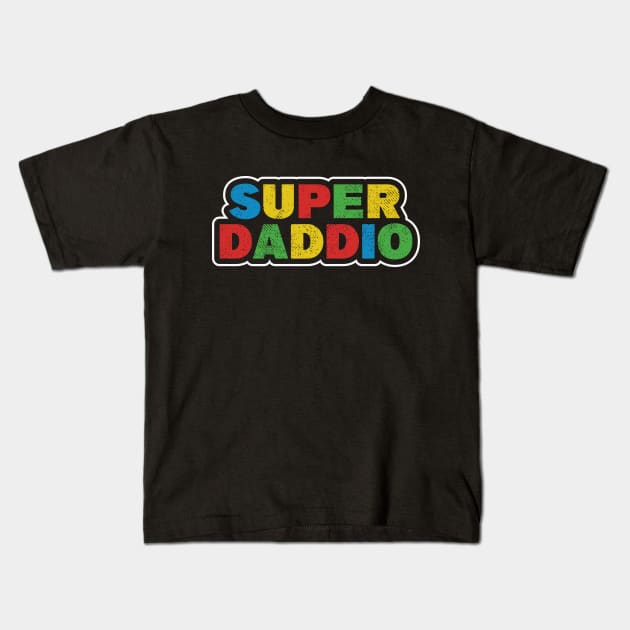 Vintage Super Daddio Kids T-Shirt by Etopix